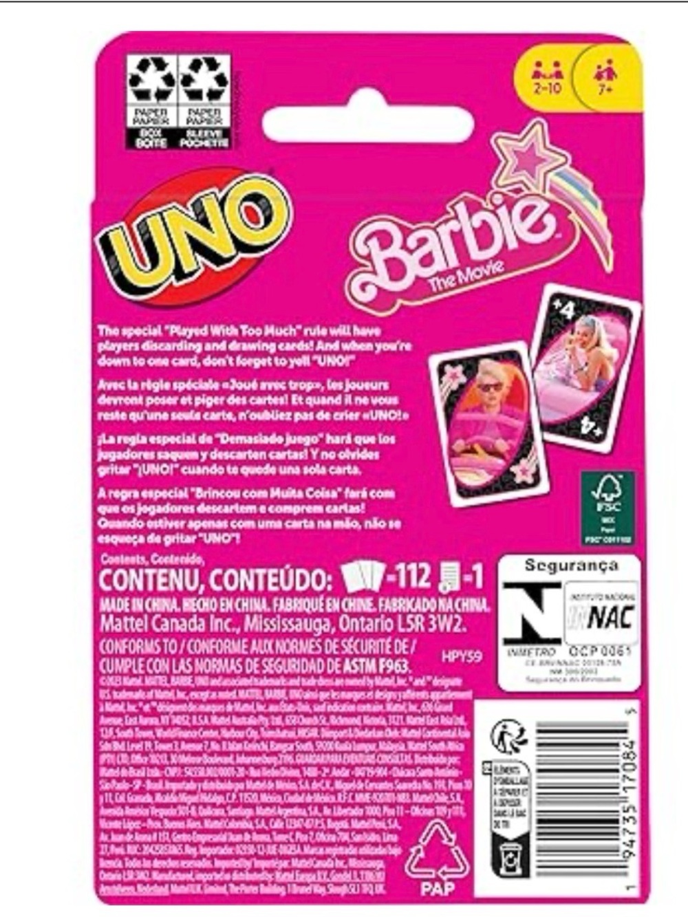Barbie The Movie UNO Card Game - Pink - Picture 2 of 3